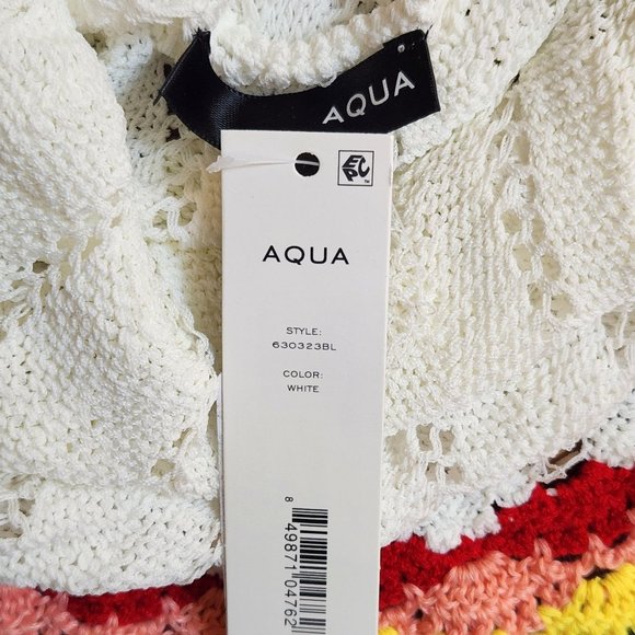 AQUA Open Stitch Crochet Rainbow Trim Tank Top - Small - NWT - Picture 8 of 8